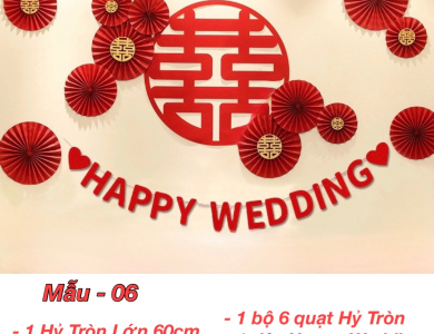 Trang Trí Tiệc Cưới  - Set Treo Song Hỷ - HAPPY WEDDING Trang Trí Phòng Cưới Thêm Sinh Động