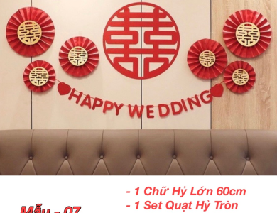 Trang Trí Tiệc Cưới  - Set Treo Song Hỷ - HAPPY WEDDING Trang Trí Phòng Cưới Thêm Sinh Động