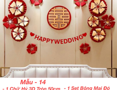 Trang Trí Tiệc Cưới  - Set Treo Song Hỷ - HAPPY WEDDING Trang Trí Phòng Cưới Thêm Sinh Động