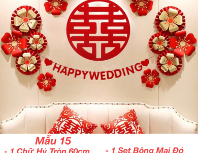Trang Trí Tiệc Cưới  - Set Treo Song Hỷ - HAPPY WEDDING Trang Trí Phòng Cưới Thêm Sinh Động