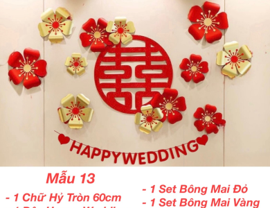 Trang Trí Tiệc Cưới  - Set Treo Song Hỷ - HAPPY WEDDING Trang Trí Phòng Cưới Thêm Sinh Động