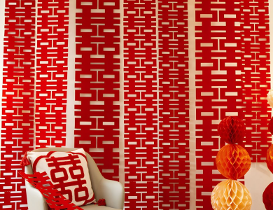 Dây Treo Song Hỷ Trang Trí Tiệc Cưới, Phòng Tân Hôn, Chất Liệu Vải Nỉ Đỏ (2m*33cm)