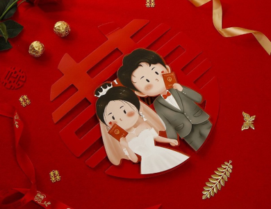 Chữ Hỷ 3D Cô Dâu Chú Rể Trang Trí Đám Cưới,Phòng Cưới, Mang Lại May Mắn Hạnh Phúc (Size 42cm)