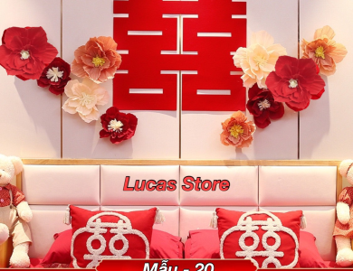 Trang Trí Tiệc Cưới  - Set Treo Song Hỷ - HAPPY WEDDING Trang Trí Phòng Cưới Thêm Sinh Động
