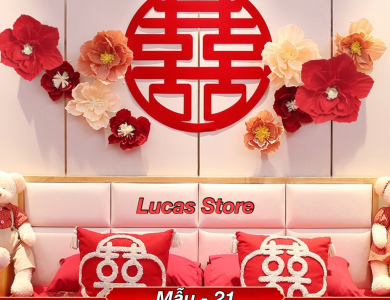 Trang Trí Tiệc Cưới  - Set Treo Song Hỷ - HAPPY WEDDING Trang Trí Phòng Cưới Thêm Sinh Động