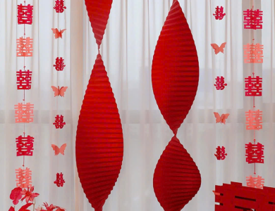 Giấy Xếp Đỏ Gợn Sóng Trang Trí Tiệc Cưới, Trung Thu, Lễ Tết, Decor - Dài 4m