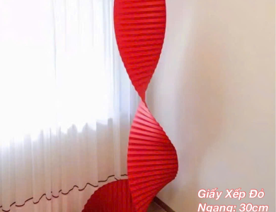 Giấy Xếp Đỏ Gợn Sóng Trang Trí Tiệc Cưới, Trung Thu, Lễ Tết, Decor - Dài 4m