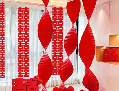 Giấy Xếp Đỏ Gợn Sóng Trang Trí Tiệc Cưới, Trung Thu, Lễ Tết, Decor - Dài 4m