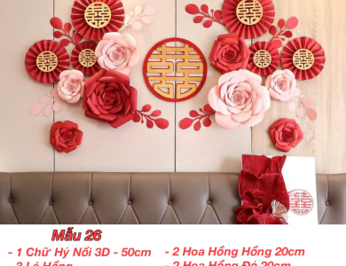 Trang Trí Tiệc Cưới  - Set Treo Song Hỷ - HAPPY WEDDING Trang Trí Phòng Cưới Thêm Sinh Động