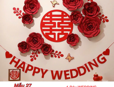Trang Trí Tiệc Cưới  - Set Treo Song Hỷ - HAPPY WEDDING Trang Trí Phòng Cưới Thêm Sinh Động
