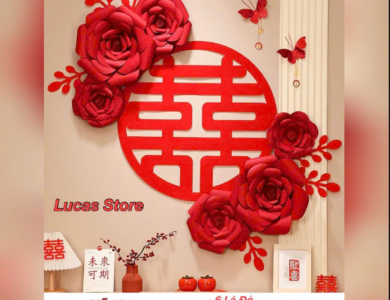 Trang Trí Tiệc Cưới  - Set Treo Song Hỷ - HAPPY WEDDING Trang Trí Phòng Cưới Thêm Sinh Động