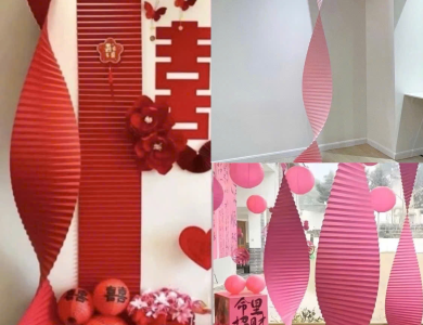 Giấy Xếp Đỏ Gợn Sóng Trang Trí Tiệc Cưới, Trung Thu, Lễ Tết, Decor - Dài 4m
