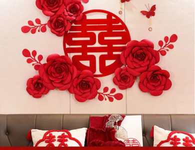 Trang Trí Tiệc Cưới  - Set Treo Song Hỷ - HAPPY WEDDING Trang Trí Phòng Cưới Thêm Sinh Động