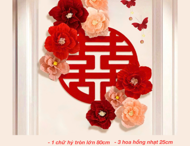 Trang Trí Tiệc Cưới  - Set Treo Song Hỷ - HAPPY WEDDING Trang Trí Phòng Cưới Thêm Sinh Động