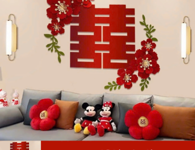 Trang Trí Tiệc Cưới  - Set Treo Song Hỷ - HAPPY WEDDING Trang Trí Phòng Cưới Thêm Sinh Động
