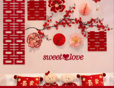 Trang Trí Tiệc Cưới  - Set Treo Song Hỷ - HAPPY WEDDING Trang Trí Phòng Cưới Thêm Sinh Động