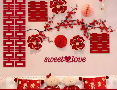 Trang Trí Tiệc Cưới  - Set Treo Song Hỷ - HAPPY WEDDING Trang Trí Phòng Cưới Thêm Sinh Động