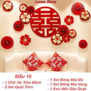 Trang Trí Tiệc Cưới  - Set Treo Song Hỷ - HAPPY WEDDING Trang Trí Phòng Cưới Thêm Sinh Động