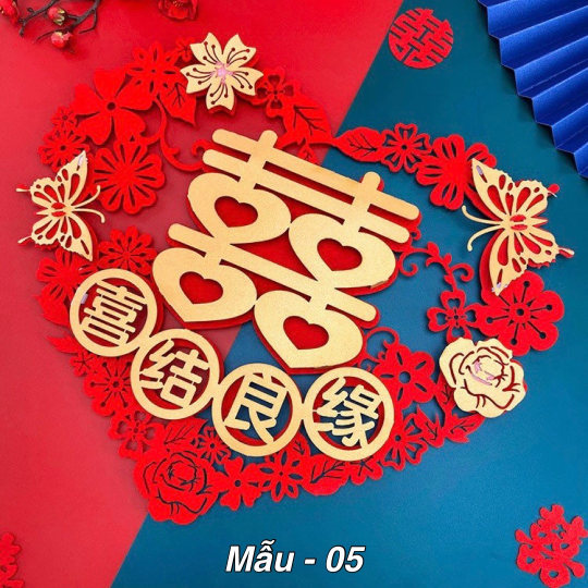 Liễn Treo Trang Trí Đám Cưới, Trang Trí Phòng Cưới - Vải Nỉ Dạ Đổ Size 50cm * 50cm