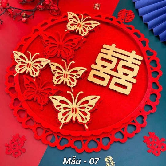 Liễn Treo Trang Trí Đám Cưới, Trang Trí Phòng Cưới - Vải Nỉ Dạ Đổ Size 50cm * 50cm