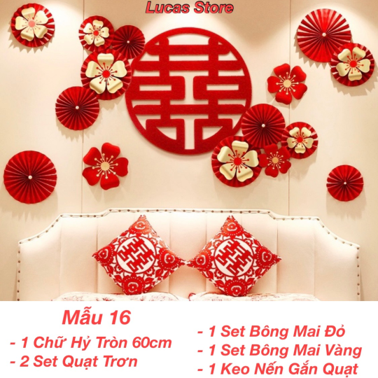 Trang Trí Tiệc Cưới  - Set Treo Song Hỷ - HAPPY WEDDING Trang Trí Phòng Cưới Thêm Sinh Động