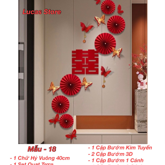 Trang Trí Tiệc Cưới  - Set Treo Song Hỷ - HAPPY WEDDING Trang Trí Phòng Cưới Thêm Sinh Động