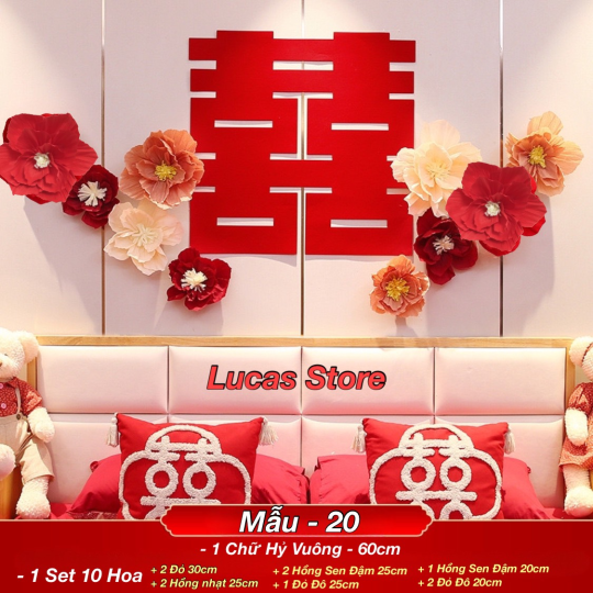 Trang Trí Tiệc Cưới  - Set Treo Song Hỷ - HAPPY WEDDING Trang Trí Phòng Cưới Thêm Sinh Động