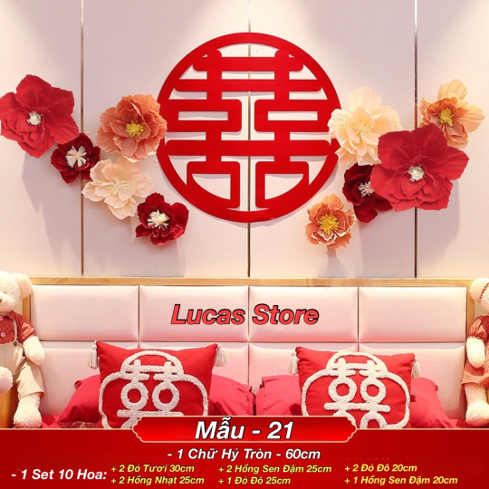 Trang Trí Tiệc Cưới  - Set Treo Song Hỷ - HAPPY WEDDING Trang Trí Phòng Cưới Thêm Sinh Động