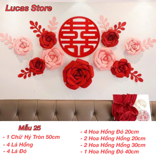 Trang Trí Tiệc Cưới  - Set Treo Song Hỷ - HAPPY WEDDING Trang Trí Phòng Cưới Thêm Sinh Động
