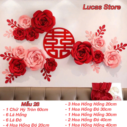 Trang Trí Tiệc Cưới  - Set Treo Song Hỷ - HAPPY WEDDING Trang Trí Phòng Cưới Thêm Sinh Động