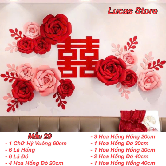 Trang Trí Tiệc Cưới  - Set Treo Song Hỷ - HAPPY WEDDING Trang Trí Phòng Cưới Thêm Sinh Động