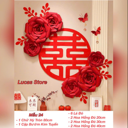 Trang Trí Tiệc Cưới  - Set Treo Song Hỷ - HAPPY WEDDING Trang Trí Phòng Cưới Thêm Sinh Động