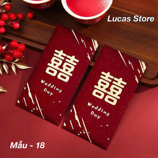 Lixi Đỏ Mừng Cưới, Lixi Song Hỷ, Lixi Bê Tráp Ăn Hỏi, Nạp Tài, Ngày Cưới - Phong Cách Sang Trọng