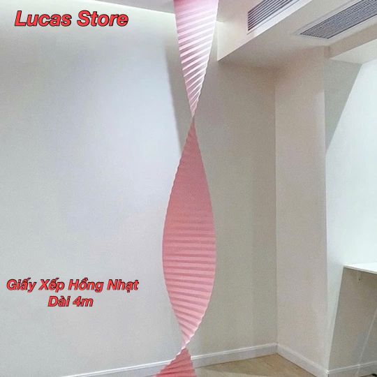 Giấy Xếp Đỏ Gợn Sóng Trang Trí Tiệc Cưới, Trung Thu, Lễ Tết, Decor - Dài 4m