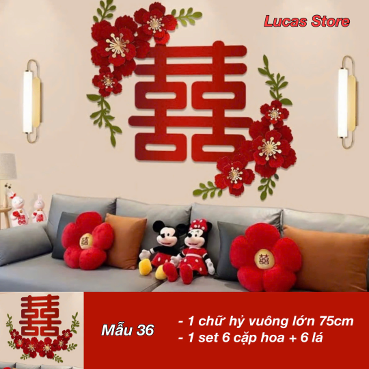 Trang Trí Tiệc Cưới  - Set Treo Song Hỷ - HAPPY WEDDING Trang Trí Phòng Cưới Thêm Sinh Động