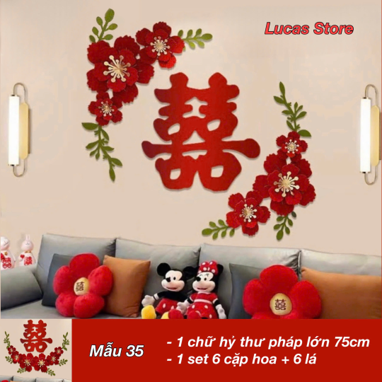 Trang Trí Tiệc Cưới  - Set Treo Song Hỷ - HAPPY WEDDING Trang Trí Phòng Cưới Thêm Sinh Động